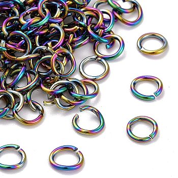 304 Stainless Steel Open Jump Rings, Rainbow Color, 20 Gauge, 5x0.8mm, Inner Diameter: 3.4mm