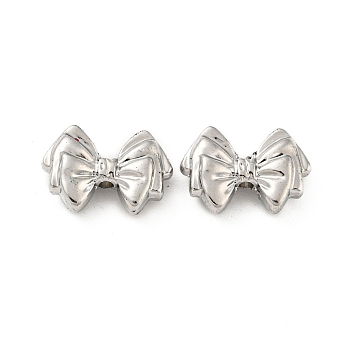 Alloy Beads, Long-Lasting Plated, Lead Free & Cadmium Free & Nickel Free, Bowknot, Platinum, 12x17x6mm, Hole: 1.8mm