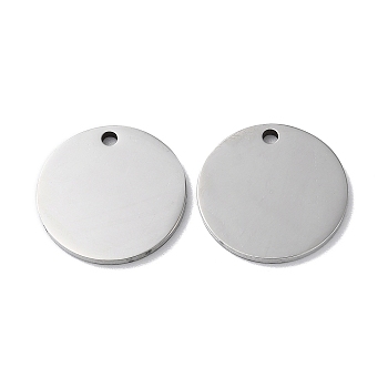 304 Stainless Steel Pendants, Stamping Blank Tag, Flat Round Charm, Stainless Steel Color, 17x1.3mm, Hole: 1.6mm