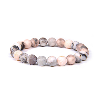 Natural Zebra Jasper Bead Stretch Bracelets, Round, 2 inch~2-3/8 inch(5~6cm), Bead: 5.8~6.8mm