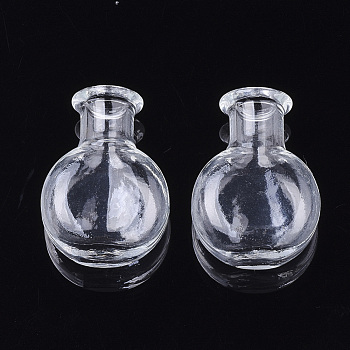 Handmade One Hole Blown Glass Globe Cover, For Bottle Pendant Making, Clear, 26x19x10mm, Hole: 5mm, Bottle Capacity: 2ml(0.06 fl. oz)