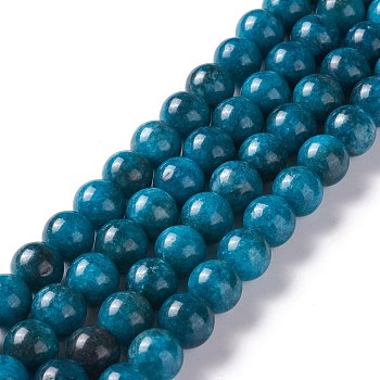 Natural White Jade Imitation Apatite Beads Strands, Round, Dyed, 10mm, Hole: 1mm, about 38pcs/strand, 14.96 inch(38cm)