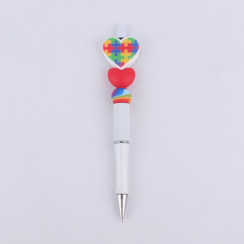Plastic Ball-Point Pen, Beadable Pen, for DIY Personalized Pen, Puzzle, 145mm