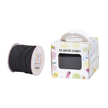 Elastic Cord, with Nylon Outside and Rubber Inside, Round, Black, 1mm, 109.36yards/roll(100m/roll)