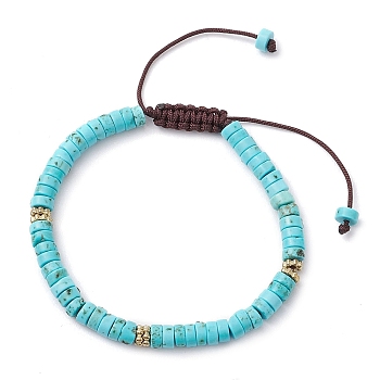 Natural Howlite Braided Bead Bracelets, with Nylon Cord, 1/8 inch(0.45cm), Inner Diameter: 1-3/4~2-7/8 inch(4.5~7.3cm)