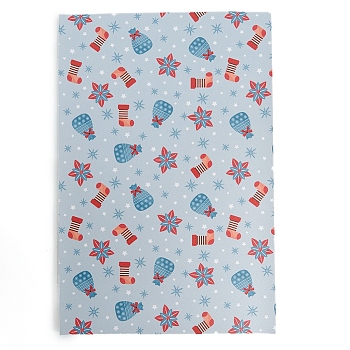 Christmas Theme Printed PVC Leather Fabric Sheets, for DIY Bows Earrings Making Crafts, Light Blue, 30x20x0.07cm