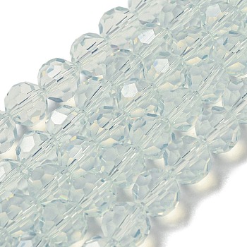 Imitation Jade Glass Beads Stands, Faceted, Round, Clear, 10mm, Hole: 1.8mm, about 66~68pcs/strand, 24.02''~24.13''(61~61.3cm)