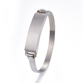 304 Stainless Steel ID Bangles, Stainless Steel Color,  2 inch(5.2cm)x2-1/2 inch(6.4cm)