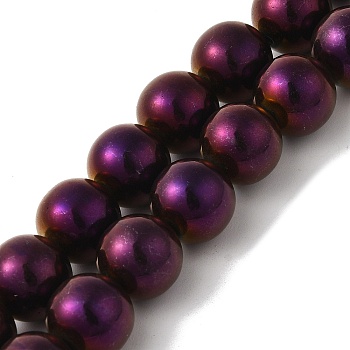 Electroplated Synthetic Magnetic Hematite Beads Strands, Round, Purple Plated, 12mm, Hole: 1.2mm, about 33pcs/strand, 15.75''(40cm)