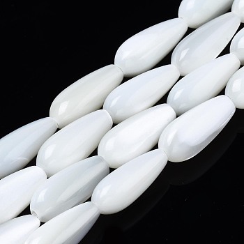 Natural Trochid Shell/Trochus Shell Beads Strands, Bleach, Teardrop, White, 11.5x5mm, Hole: 0.8mm, about 36pcs/strand, 15.94 inch(40.5cm)