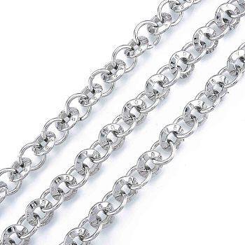 Alloy Ring Link Chains, with Spool, Cadmium Free & Nickel Free & Lead Free, Unwelded, Platinum, 10x2.5mm, about 32.81 Feet(10m)/Roll