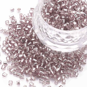 8/0 Glass Bugle Beads, Silver Lined, Thistle, 2.5~3x2.5mm, Hole: 1mm, about 15000pcs/pound