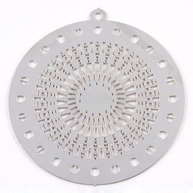Stainless Steel Color Flat Round Stainless Steel Big Pendants