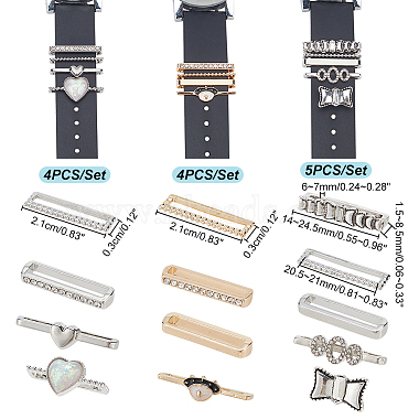 Pandahall Elite 13 pcs 13 style coeur & nœud papillon & ovale & rectangle bracelet de montre en alliage de résine ensemble de breloques(MOBA-PH0001-14)-2