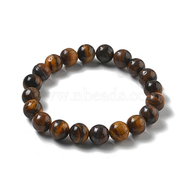 tigre naturel bracelets extensibles de talon de l'oeil(BJEW-K212-C-028)-5