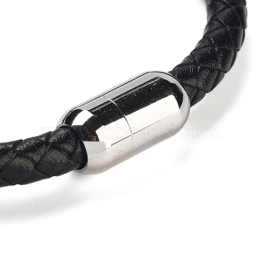 Natural Fuchsite Round Bead Braided Leather Cord Bracelets for Men Women(BJEW-A009-11P-01)-3