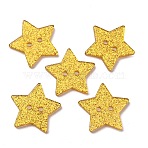 2-Hole Transparent Resin Buttons, Star, with Paillette, Yellow, 19x20x2.3mm, Hole: 1.6mm(RE-CBAEB16-09)