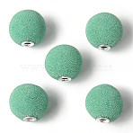 Handmade Indonesia Beads, with Metal Findings, Round, Silver, Medium Sea Green, 20~21mm, Hole: 3mm(IPDL-E009-C09)