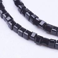 Cube Shaped Crystal Glass Beads Strands, Faceted, Black, 2x2x2mm, Hole: 1mm, about 101pcs/strand, 9 inch(GLAA-F012-A02)