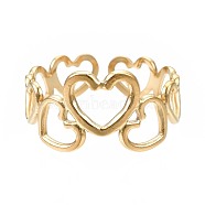 304 Stainless Steel Heart Open Cuff Ring, Chunky Hollow Ring for Women, Golden, US Size 7(17.3mm)(RJEW-T023-57G)