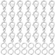 100Pcs 304 Stainless Steel Lobster Claw Clasps, with 100Pcs 304 Stainless Steel Jump Rings, for DIY Jewelry Making Findings, Stainless Steel Color, 9x6x3mm, Hole: 1mm(DIY-BBC0001-56B)