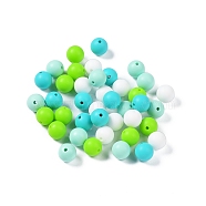 Round Food Grade Eco-Friendly Silicone Focal Beads, Chewing Beads For Teethers, DIY Nursing Necklaces Making, Lawn Green, 12mm, Hole: 2.5mm, 4 colors, 10pcs/color, 40pcs/bag(SIL-F003-01E)