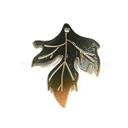 Printed Transparent Acrylic Pendants, Leaf, Coffee, 29x21x2.5mm, Hole: 1mm(MACR-P043-F02)