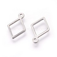 304 Stainless Steel Open Pendants,,  Rhombus, Stainless Steel Color, 14x9x0.8mm, Hole: 1mm(STAS-F187-01P)