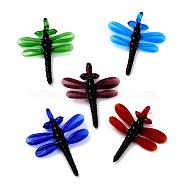 Handmade Lampwork Large Pendants, Dragonfly, Mixed Color, about 57~61mm wide, 67~70mm long, hole: 7mm(X-DP111)