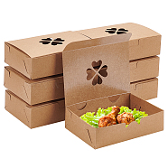 Disposable Kraft Paper Food Box, Fried Chicken Take-out Container for Restaurant, Catering and Home, Rectangle with Clover/None Pattern, Wheat, Clover Pattern, 13.5x9.7x3.6cm(CON-WH0084-36A)
