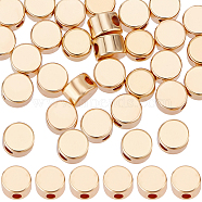 50Pcs Long-Lasting Plated Brass Beads, Nickel Free, Flat Round, Real 18K Gold Plated, 4x2.5mm, Hole: 1mm(KK-BBC0013-15)