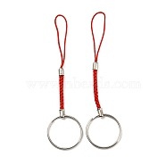 Polyester Cord Mobile Straps, with Platinum Plated Iron Findings, Red, 10.1~10.2cm(FIND-G063-04P-10)