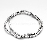Cube Electroplate Non-magnetic Synthetic Hematite Beads Strands, Silver Plated, 3x3x3mm, Hole: 0.5mm, about 150pcs/strand, 15.7 inch(X-G-P110-03G)