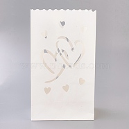 Hollow Candle Paper Bag, Paper Lantern, Home Wedding Party Supplies, Double Heart, White, 26x15x9cm(CARB-WH0007-03)