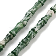 Natural Green Spot Jasper Beads Strands, Bamboo Joint, 12x5x4mm, Hole: 1mm, about 32pcs/strand, 14.96''(38cm)(G-Q178-A15-01)