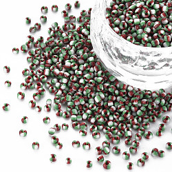 12/0 Opaque Glass Seed Beads, Opaque Colours Seep, Round Hole, Flat Round, FireBrick, 2~2.5x1.5~2mm, Hole: 0.7mm, about 450g/Pound(SEED-T006-02A-B01)