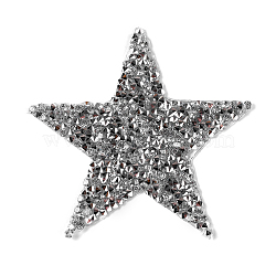 Glitter Hotfix Acrylic Rhinestone, Iron on Patches, Dress Shoes Garment Decoration, Star, Clear, 8x8x0.25cm(RGLA-WH0001-03B)