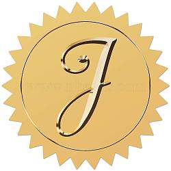 Self Adhesive Gold Foil Embossed Stickers, Medal Decoration Sticker, Letter J, 5x5cm(DIY-WH0575-024)