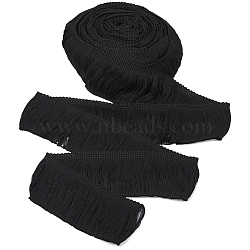 10 Yards Cotton Fringe Trimming Ribbon, Flat, Black, 2-3/8 inch(60mm), about 10 yards(9.14m)/bag(OCOR-TA0001-49A)