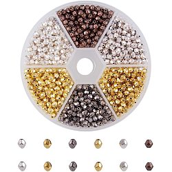 Tibetan Silver Alloy Spacer Beads, Faceted, Oval, Mixed Color, 4x3.5mm, Hole: 1mm, 200pcs/compartment, 1200pcs/box, Plastic Bead Storage Container: 8x2cm(PALLOY-PH0012-43)