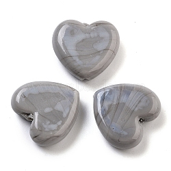 Heart Handmade Lampwork Beads, Silver, 19.5x20.5x6.5mm, Hole: 1.8mm(LAMP-U003-01F)