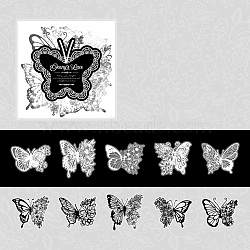 Lacer Theme Waterproof PET Decorative Stickers, Butterfly, 48~59x67~71x0.01mm, 10Pcs/set(STIC-U003-02D)