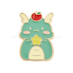 Cartoon Dragon Enamel Pins, Zinc Alloy Brooches for Backpack Clothes, Turquoise, Golden, 28.5x21mm(JEWB-S032-03G-A)