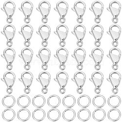 100Pcs 304 Stainless Steel Lobster Claw Clasps, with 100Pcs 304 Stainless Steel Jump Rings, for DIY Jewelry Making Findings, Stainless Steel Color, 9x6x3mm, Hole: 1mm(DIY-BBC0001-56B)