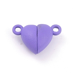 Alloy Magnetic Clasps with Loops, Heart, Lilac, 15x9.5x6mm, Hole: 1.5mm(PALLOY-P223-B01-07)