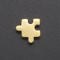 201 Stainless Steel Charms, for Simple Necklaces Making, Laser Cut, Puzzle Piece, Golden, 10x10x3mm, Hole: 1.8mm(STAS-R109-JA431-2)