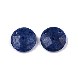 Natural Dyed Lapis Lazuli Connector Charms, Faceted, Flat Round, 20x6~7mm, Hole: 1.4mm, Half Hole: 1.5mm(G-N326-149C)