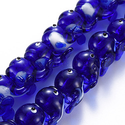 Handmade Bumpy Lampwork Beads Strands, Dolphin, Blue, 18~21x17~21x15~16mm, Hole: 2.5mm, about 30pcs/strand, 15.75 inch(40cm)(LAMP-S194-018-A01)