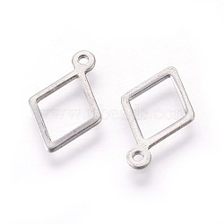 304 Stainless Steel Open Pendants,,  Rhombus, Stainless Steel Color, 14x9x0.8mm, Hole: 1mm(STAS-F187-01P)