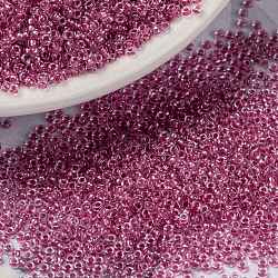 MIYUKI Round Rocailles Beads, Japanese Seed Beads, (RR1524) Sparkling Peony Pink Lined Crystal, 15/0, 1.5mm, Hole: 0.7mm, about 5555pcs/bottle, 10g/bottle(SEED-JP0010-RR1524)